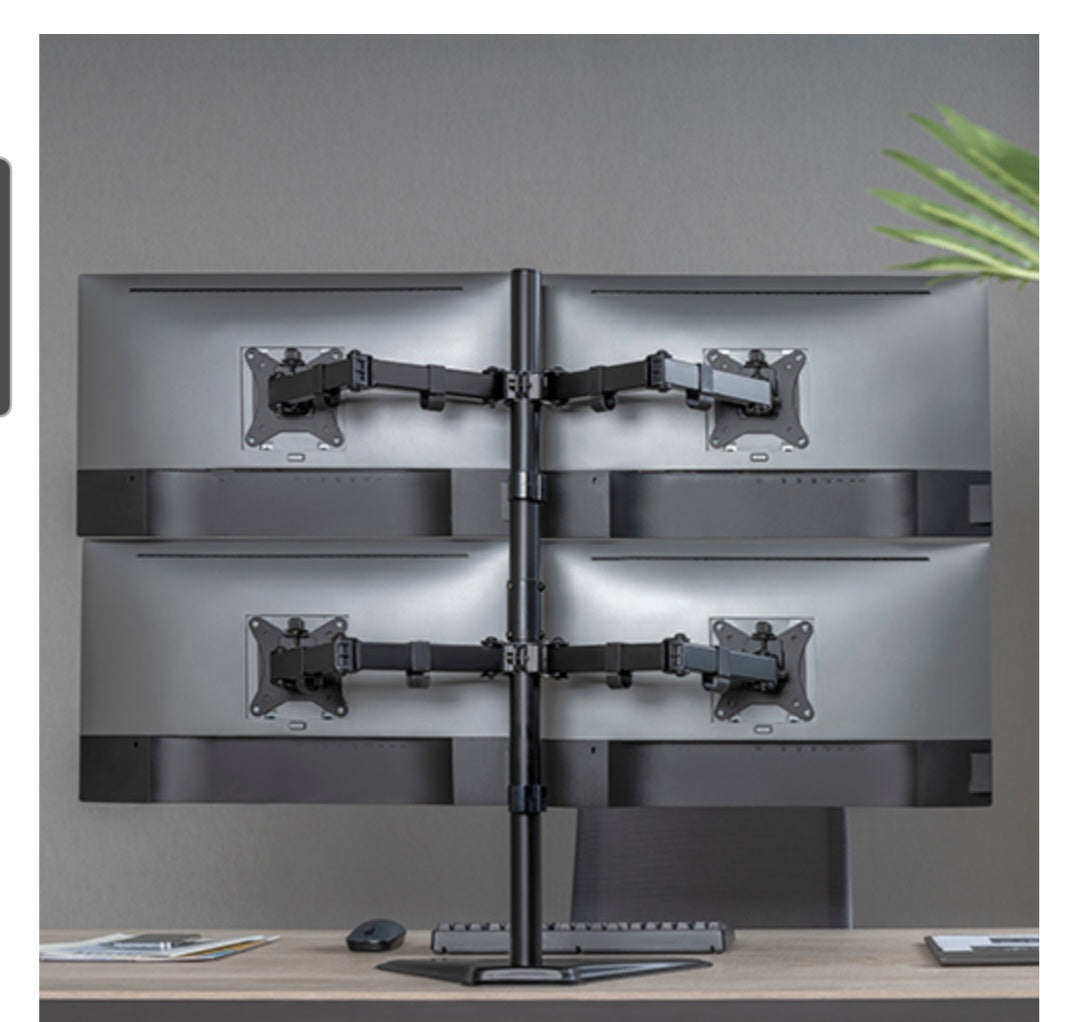 Quad-Monitor Steel Articulating Monitor Desk Stand