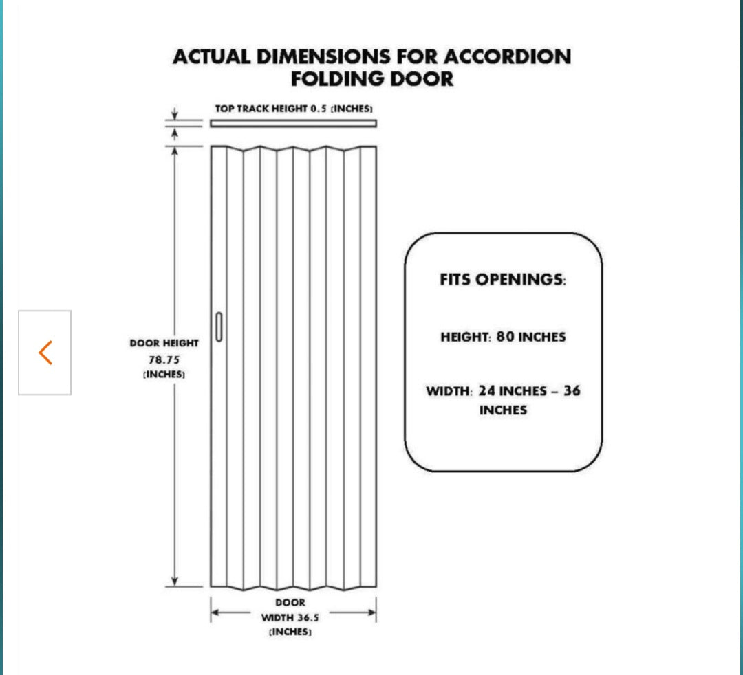 36 in. x 80 in. Fruitwood Vinyl Accordion Folding Door with Hardware Trimmable