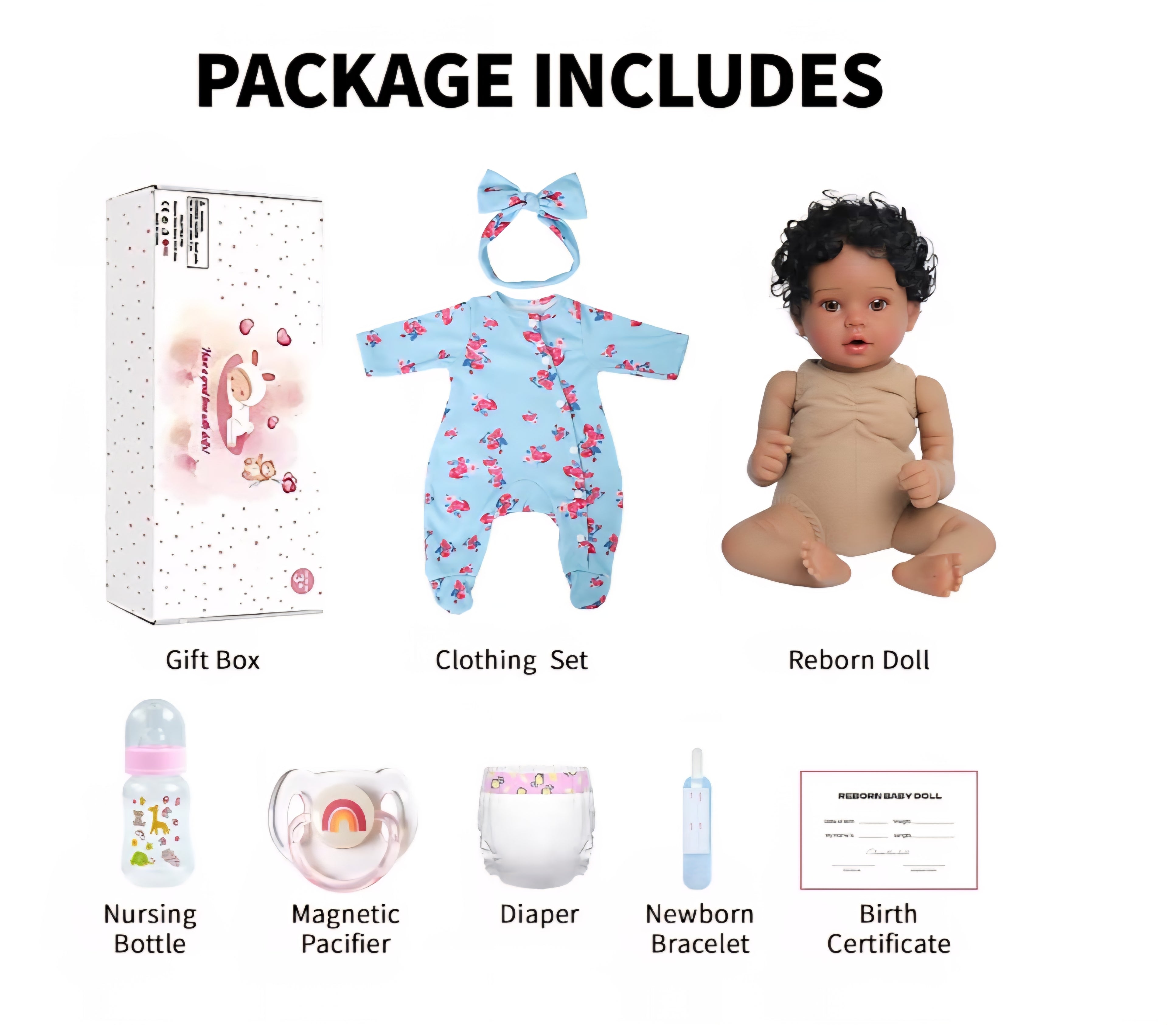 Lifelike Reborn Black Girl- 20 Inch African American Newborn Baby Girl Doll