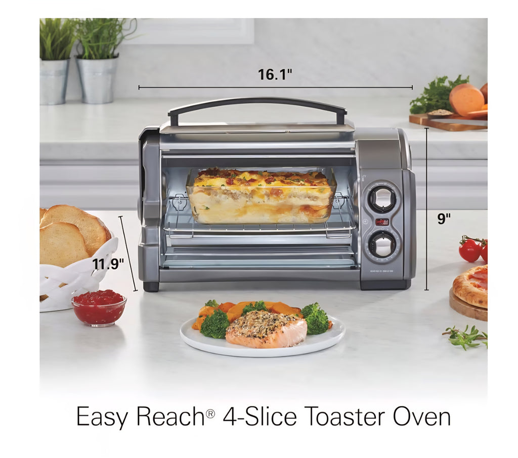 Hamilton Beach Easy Reach 4-Slice Countertop Toaster Oven With Roll-Top Door