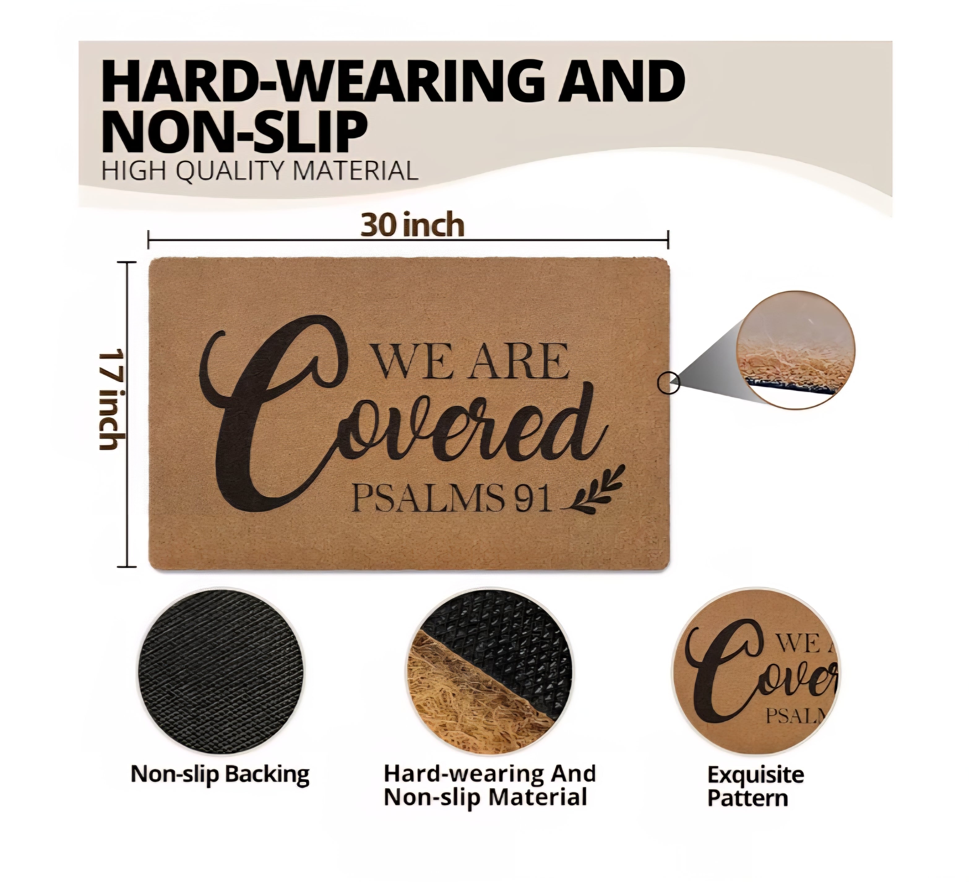 We are Covered Psalm 91 Doormat, Bible Verse Welcome Front Door Mat
