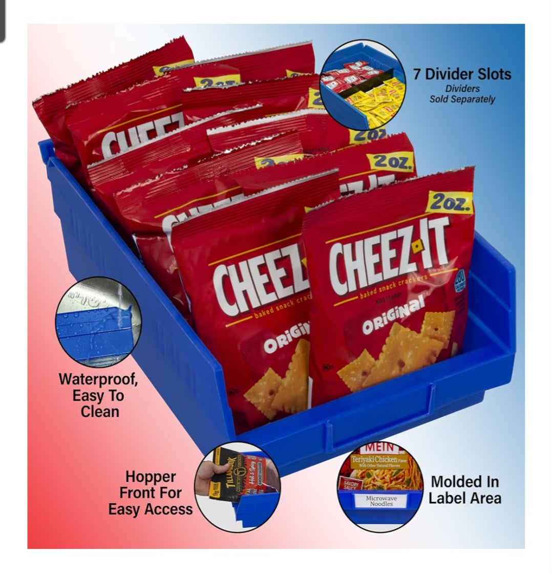 Plastic Shelf Bins, Heavy Duty Storage Bins for Garage, Closet, and Drawer Organization, 12" x 8" x 4", Yellow, 6-Pack