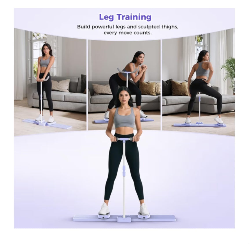 Ski Exercise Machine, Foldable Pilates Slider Board with Resistance Bands, Ab and Leg Trainer NEW