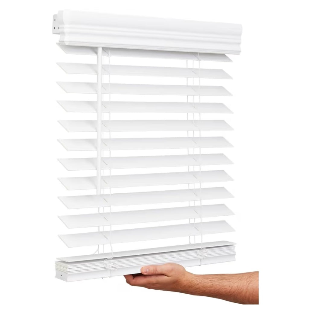 2 Inch Faux Wood Blind, 70" Wide x 60" Long, Bright White