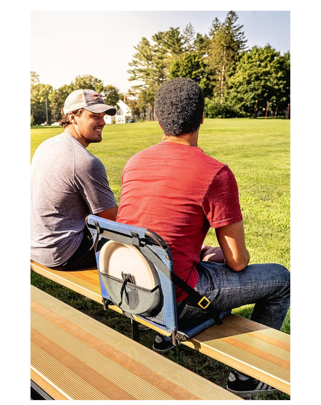 Outdoor BleacherBack Lumbar Stadium Chair With Padded Backrest- BLACK