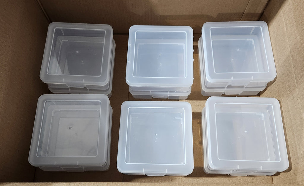 12 Pack Storage Containers with Latching Lid 5" x 5"x 1.9" Stackable Boxes