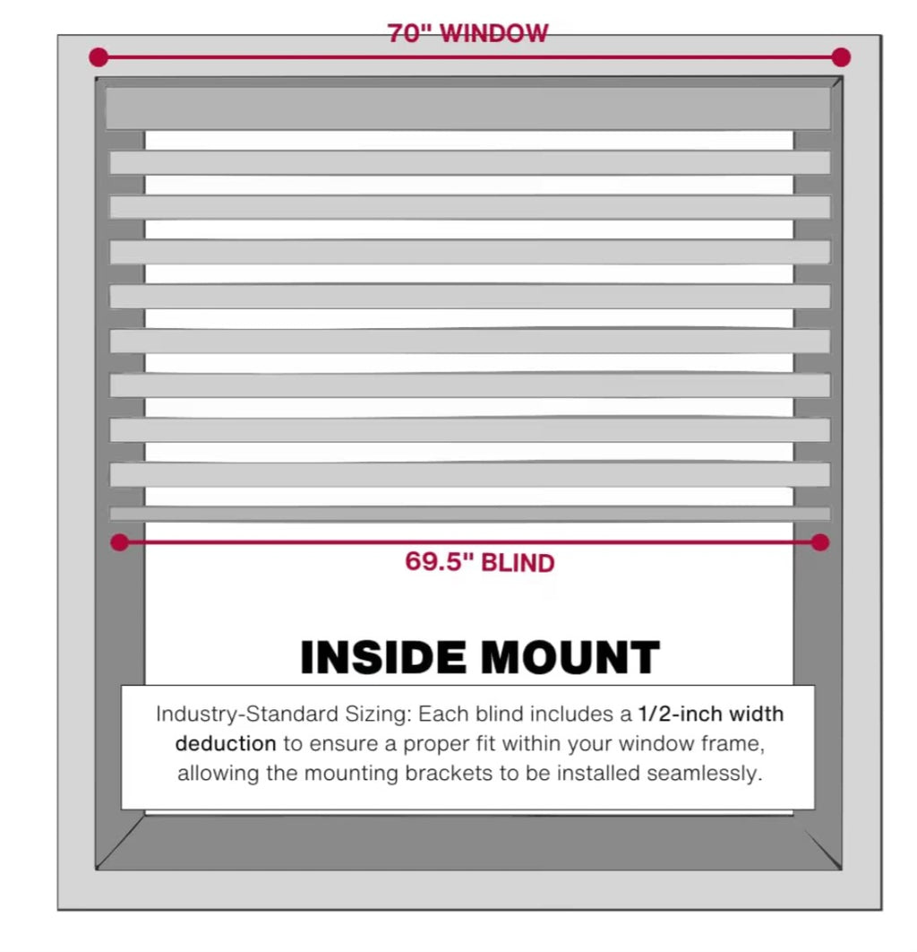 2 Inch Faux Wood Blind, 70" Wide x 60" Long, Bright White