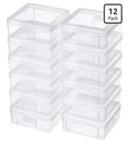 12 Pack Storage Containers with Latching Lid 5" x 5"x 1.9" Stackable Boxes