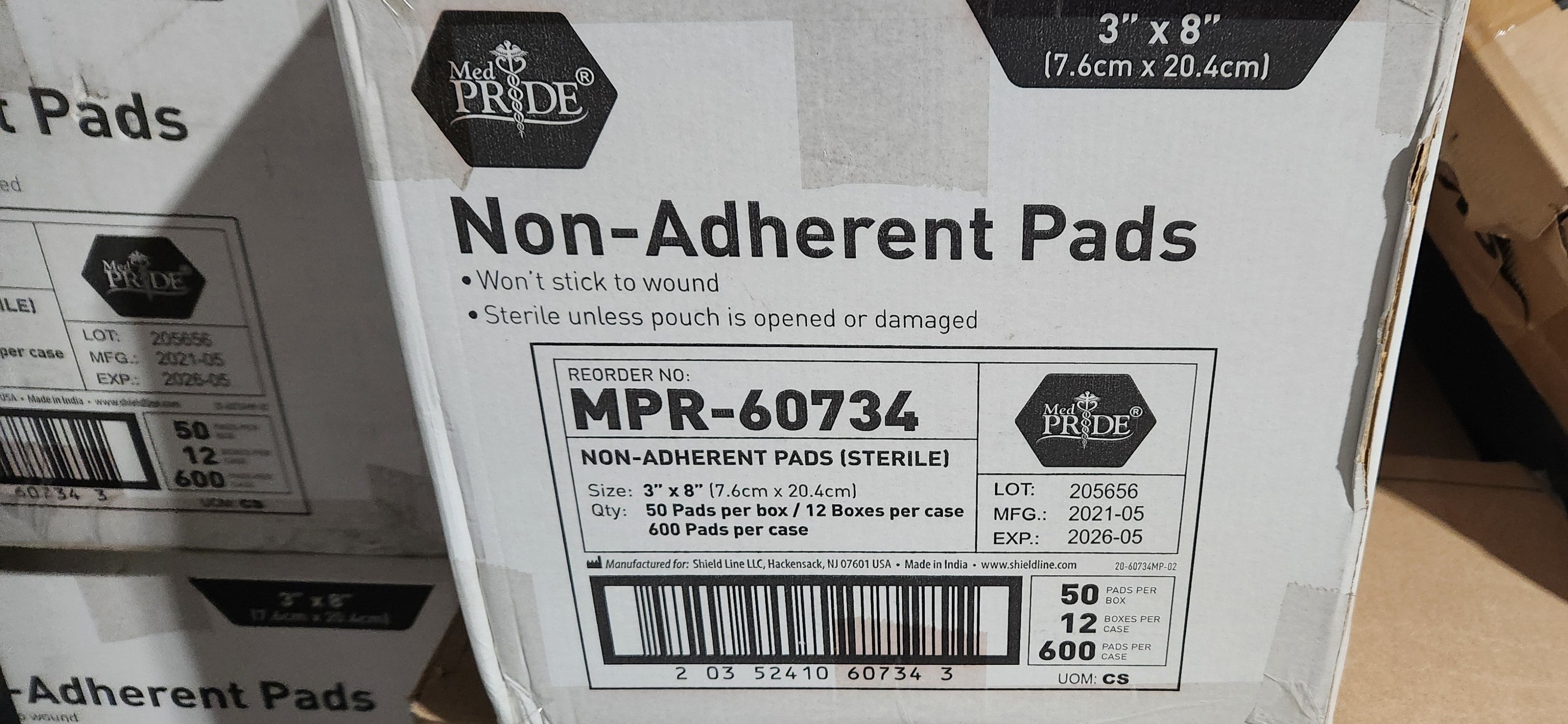Box of 600 Sterile Nonstick Pads for Wound Care Absorbent Non-Adherent 3x8 inch MedPride