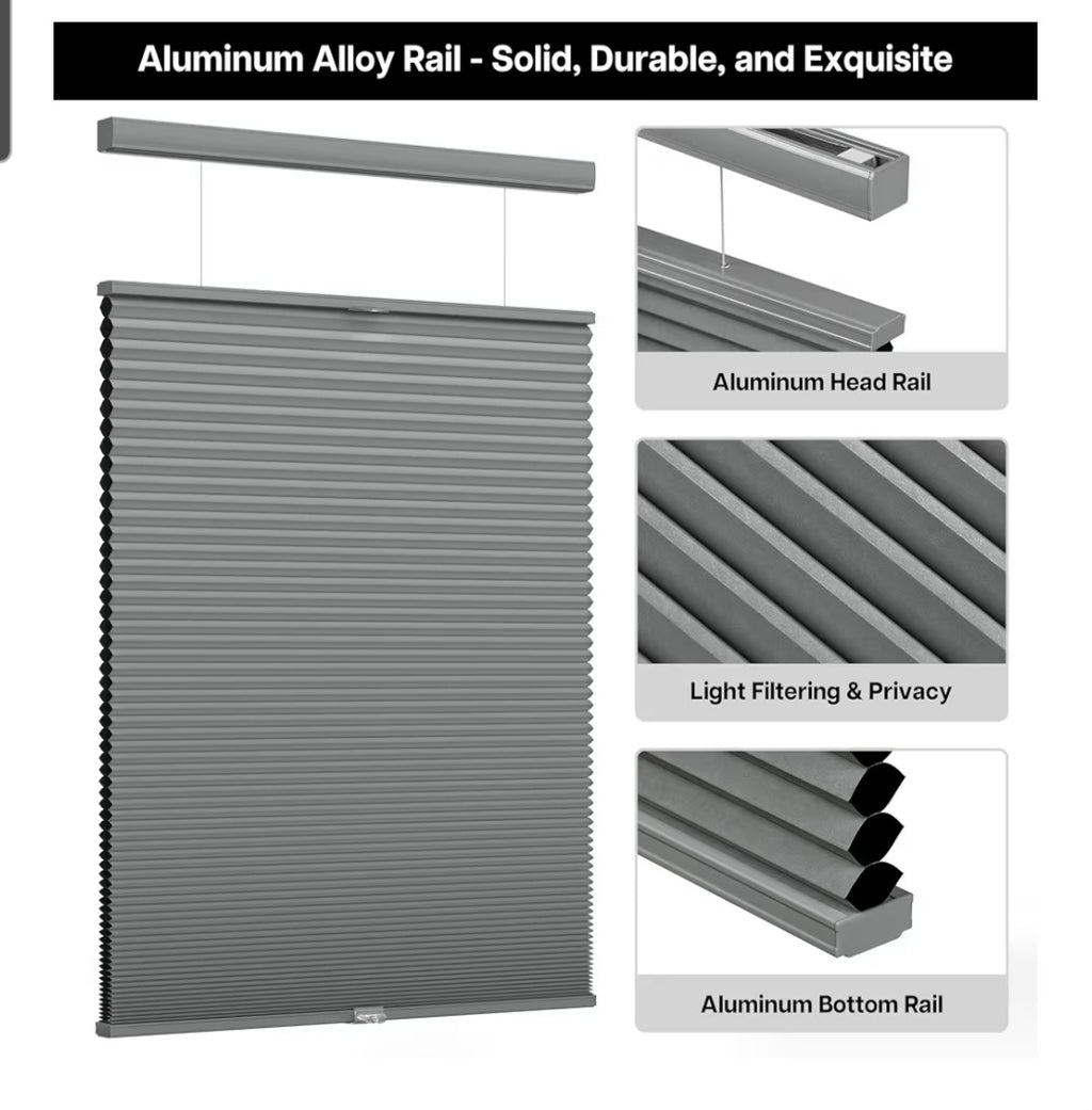Top Down Bottom Up (TDBU) Cordless Cellular Shades, Blackout Light Blocking Honeycomb Shades 32" x 64"