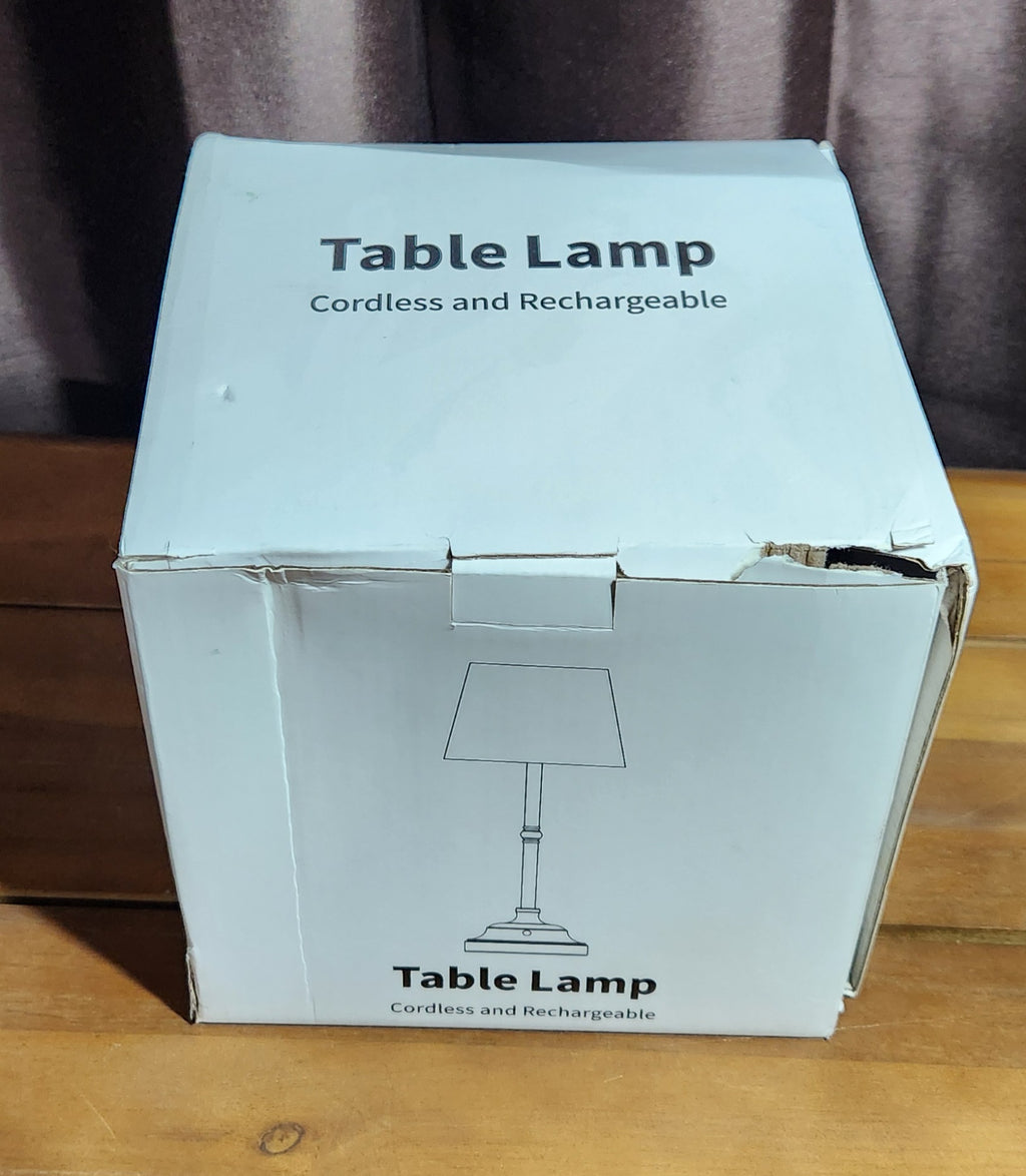 Portables Cordless Table Lamp, Fabric Shade Desk Lamp Rechargeable NEW