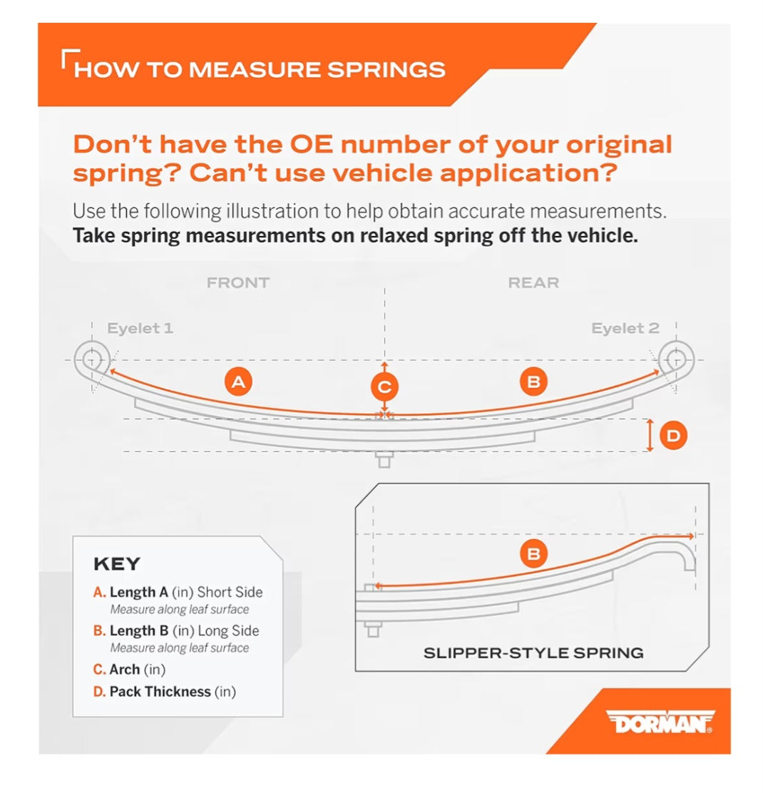 Utility Trailer Leaf Spring, Eye/Eye, 1 3/4" Width, 26" Length, 4 1/4" Arch, 5 Leaf, 2500lb Capacity