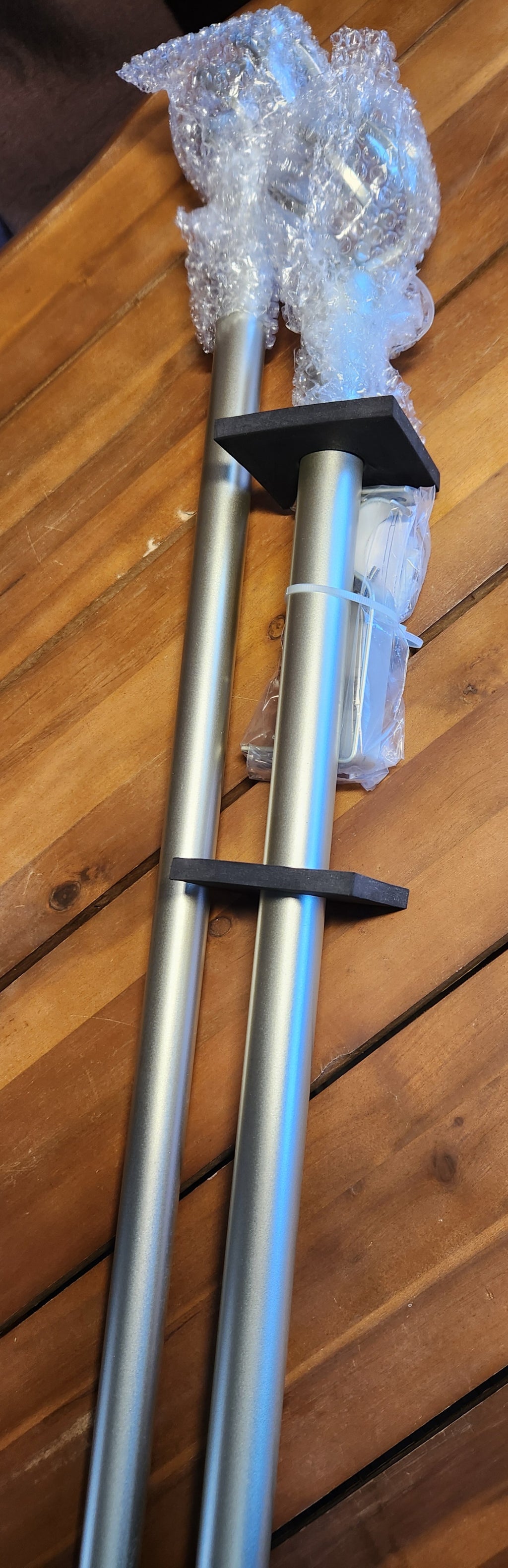 Torch 1" Curtain Rod and Coordinating Finial Set, Matte Silver, Adjustable 36"-72"