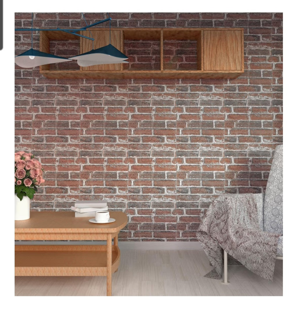 3D Faux Brick Wall Panels Peel and Stick in Red White, 40 PCS XPE Foam 3D Wallpaper