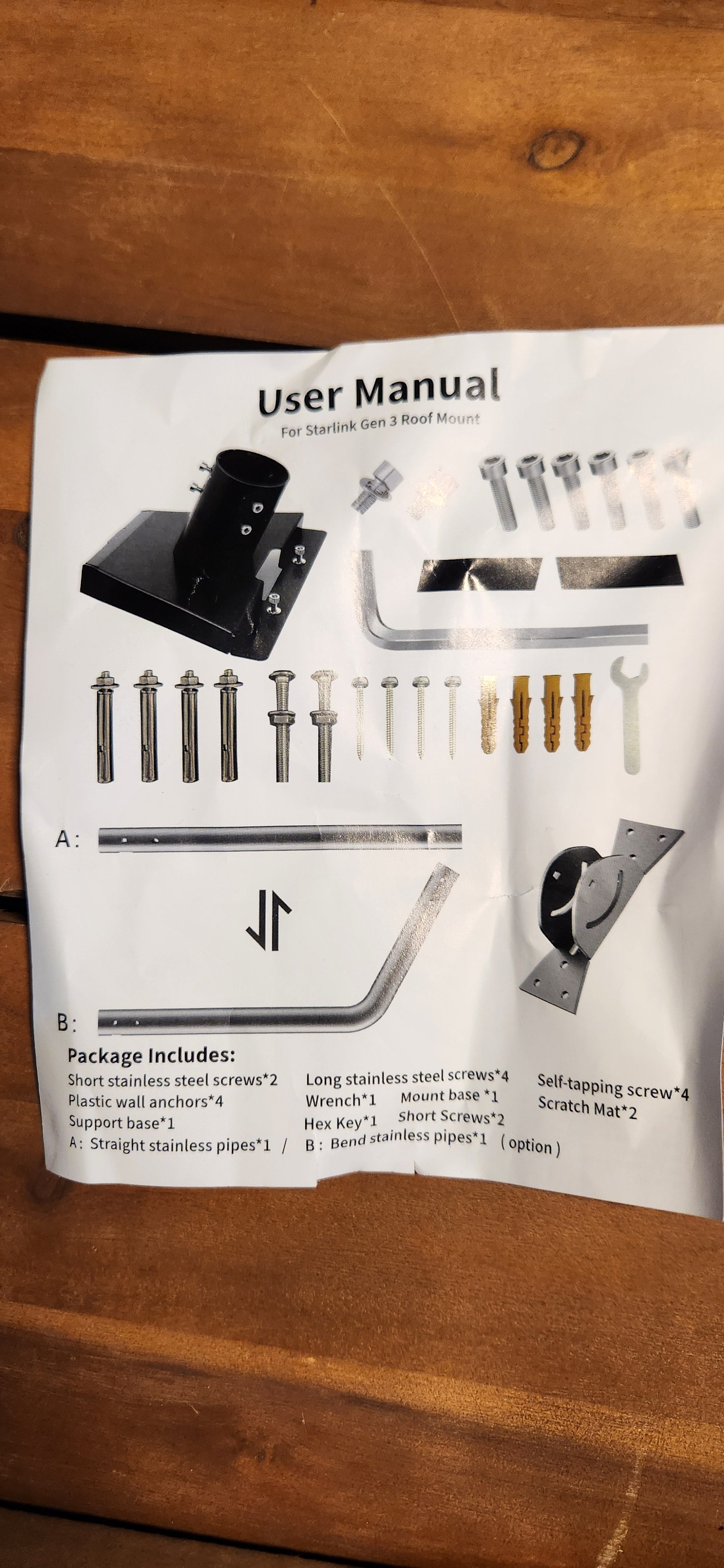 Starlink Roof Mount for Gen 3-Straight Pole NEW