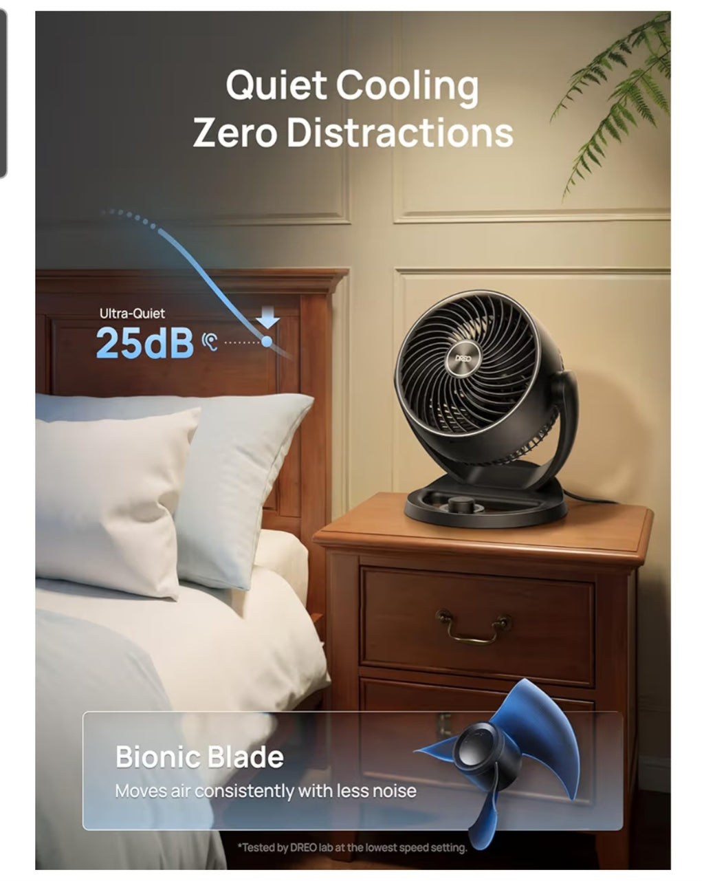 Fan- Whole Room, 120° Adjustable Tilt, 3 Speeds, Desktop Fan for Home, Office, Kitchen