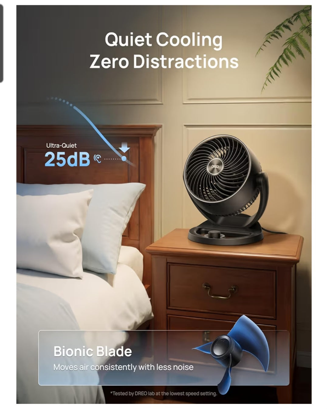 Fan- Whole Room, 120° Adjustable Tilt, 3 Speeds, Desktop Fan for Home, Office, Kitchen