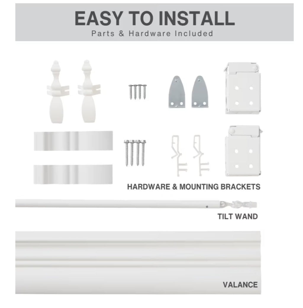 2 Inch Faux Wood Blind, 70" Wide x 60" Long, Bright White