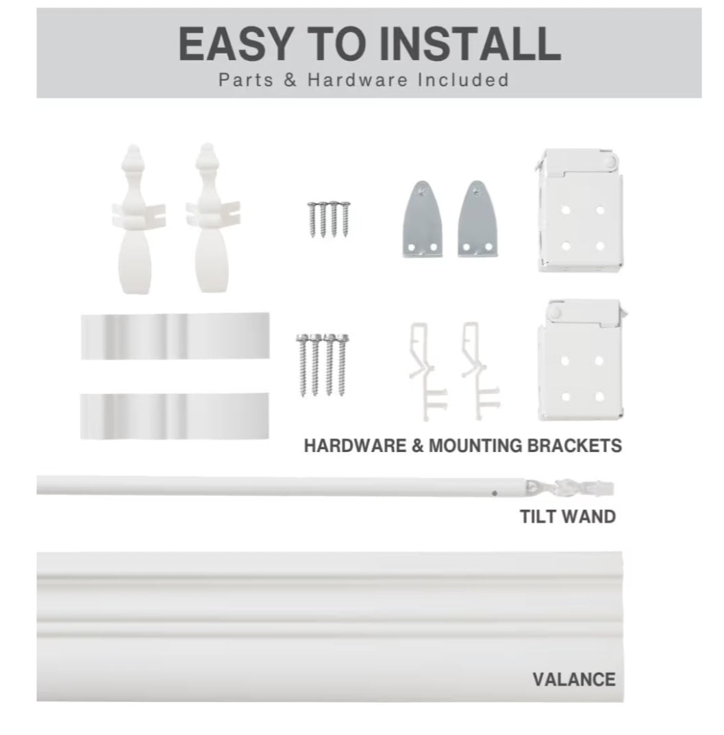 2 Inch Faux Wood Blind, 70" Wide x 60" Long, Bright White