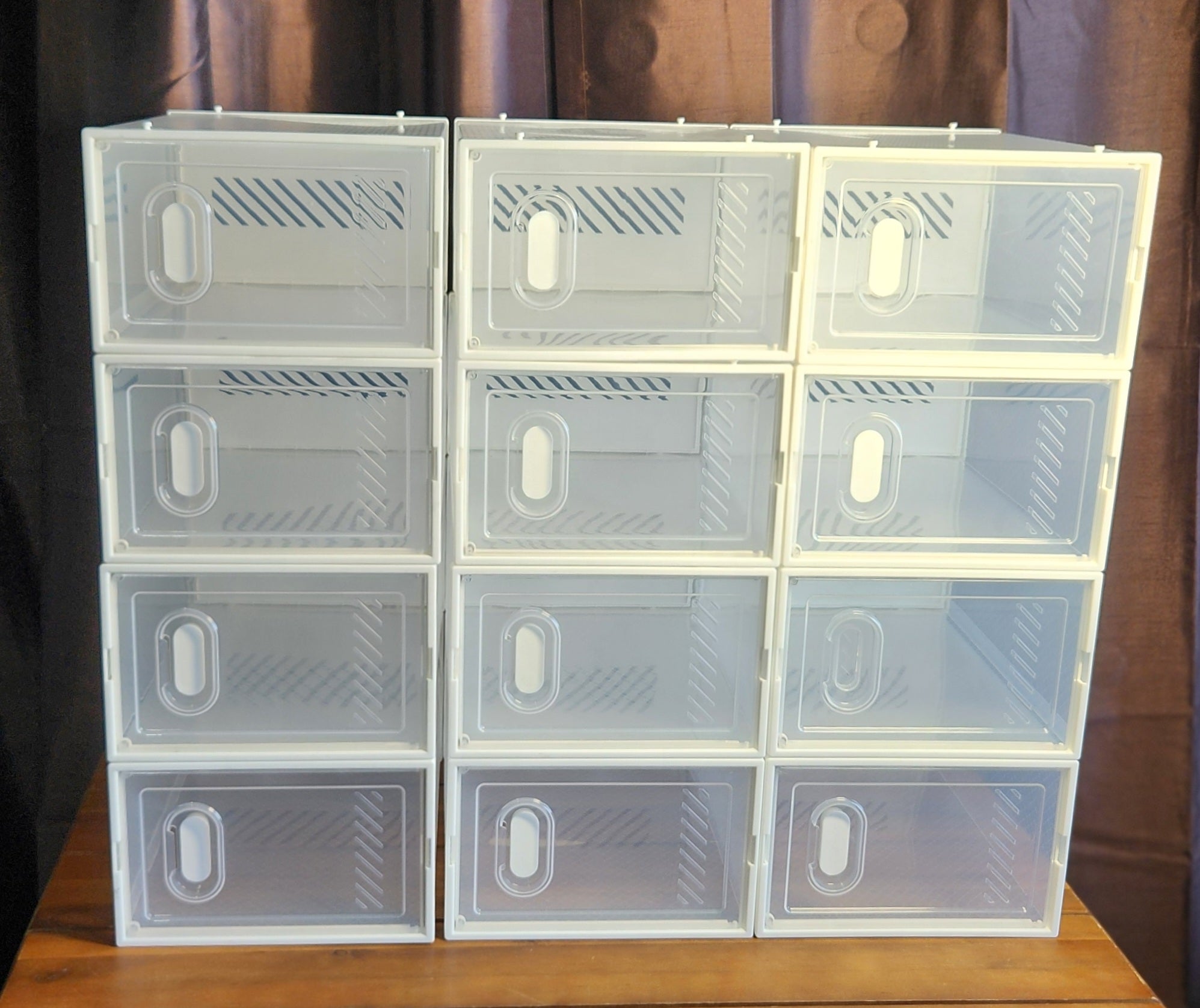 Shoe Storage, 12 Pack Shoe Organizer for Closet, Shoe Boxes Clear Plastic Stackable Shoe Containers with Lids