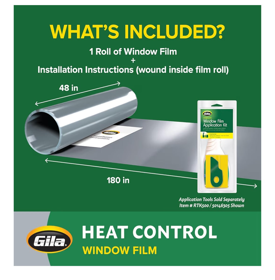 Gila® Heat Control Titanium Adhesive Residential DIY Window Film Sun Blocking Glare Reduction 4ft x 15ft