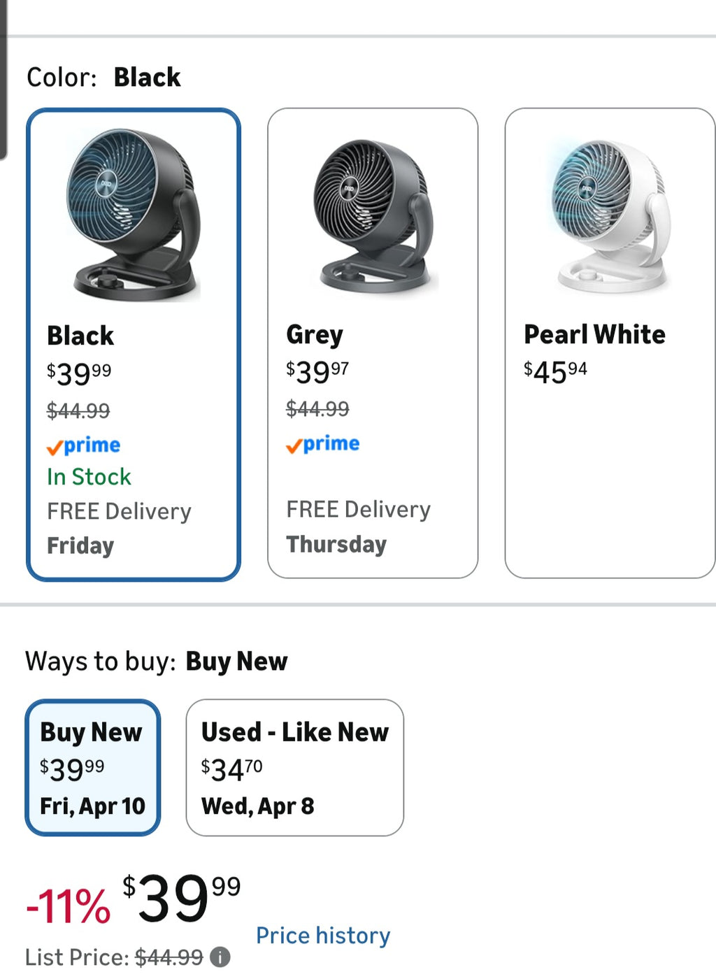 Fan- Whole Room, 120° Adjustable Tilt, 3 Speeds, Desktop Fan for Home, Office, Kitchen