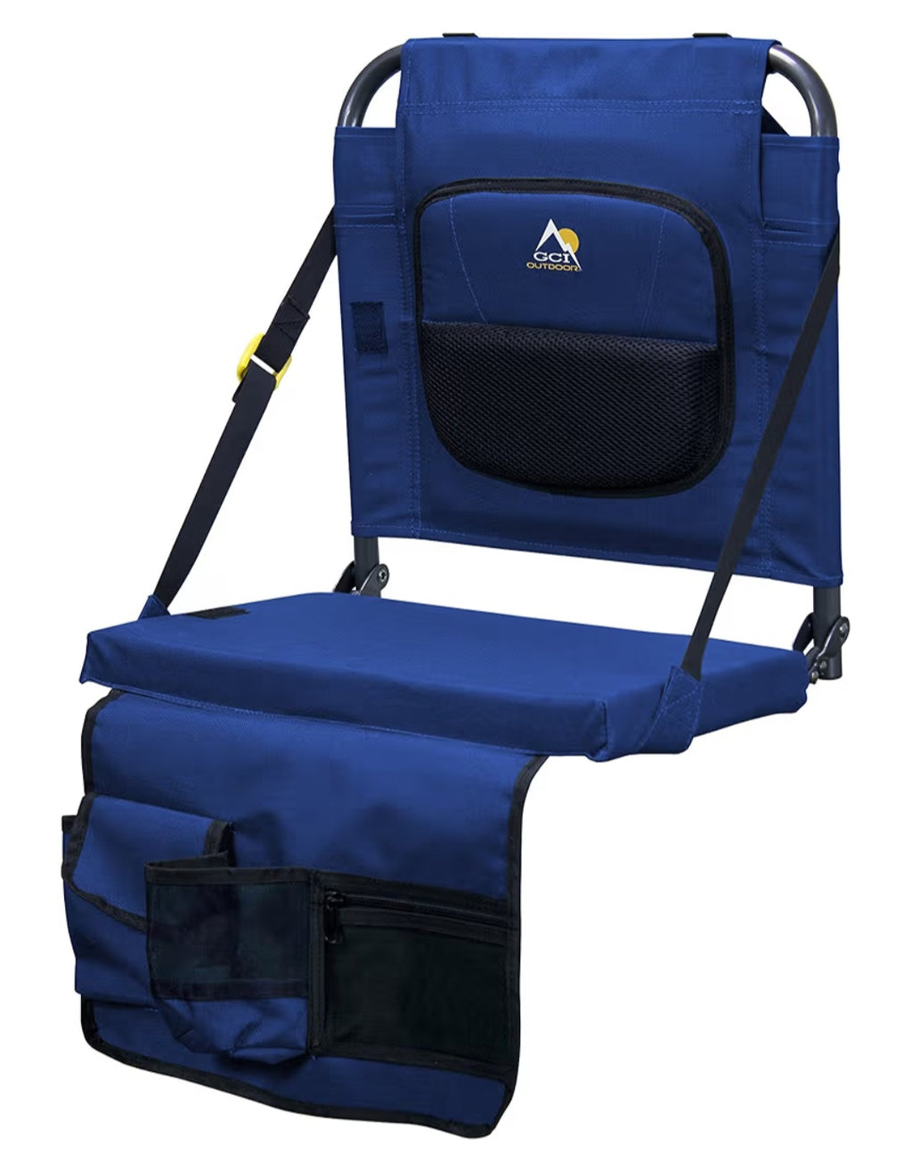 Outdoor BleacherBack Lumbar Stadium Chair With Padded Backrest- BLACK