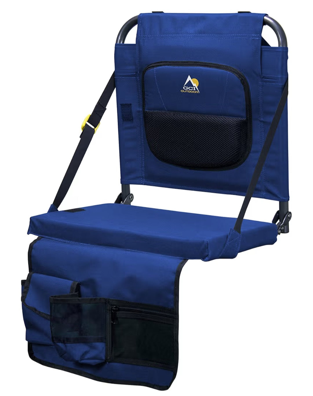 Outdoor BleacherBack Lumbar Stadium Chair With Padded Backrest- BLACK