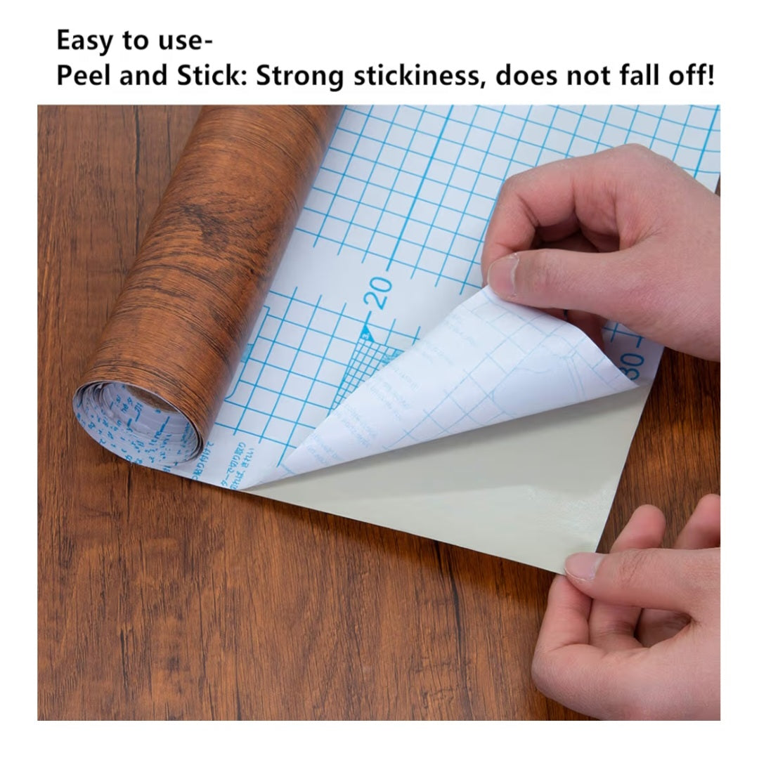 Wood Grain Contact Paper- 1 Roll Removable Vinyl Film Red Brown Wood Wallpaper 23.6" x 118"