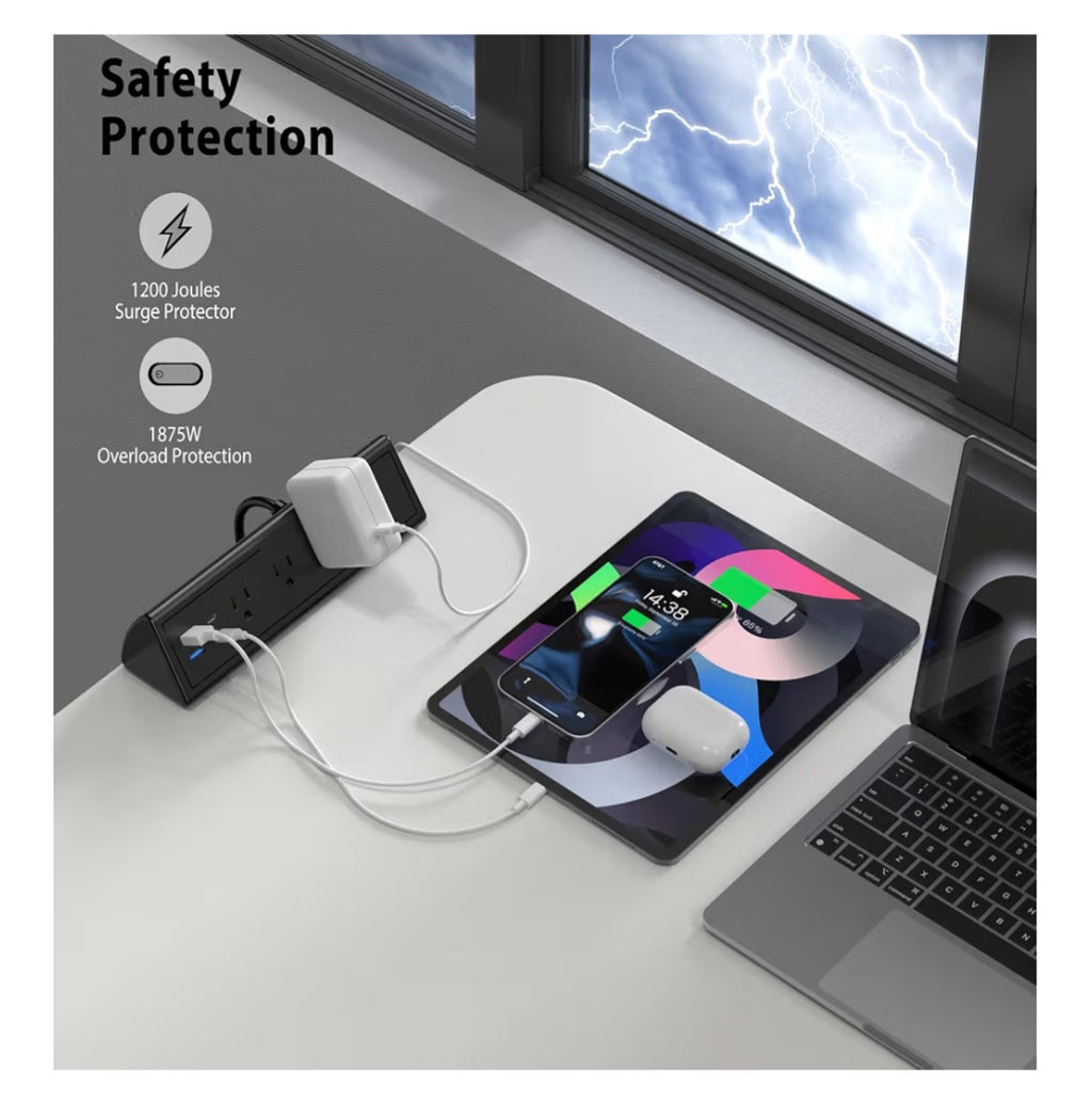 Desk Clamp Power Strip,20W Fast Charging Station,Surge Protector
