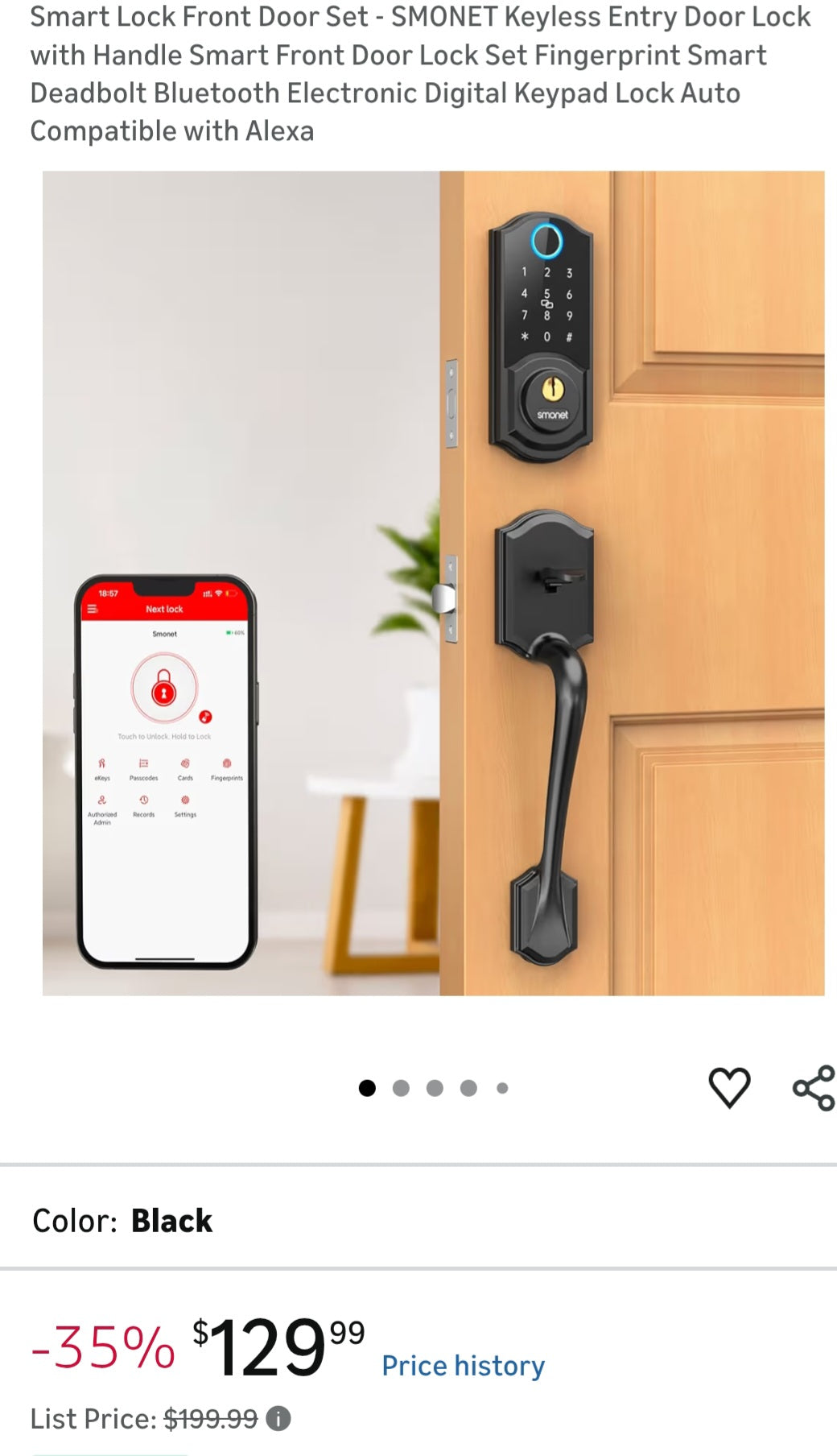 Keyless Entry Smart Lock Keypad, Fingerprint Knob SMONET